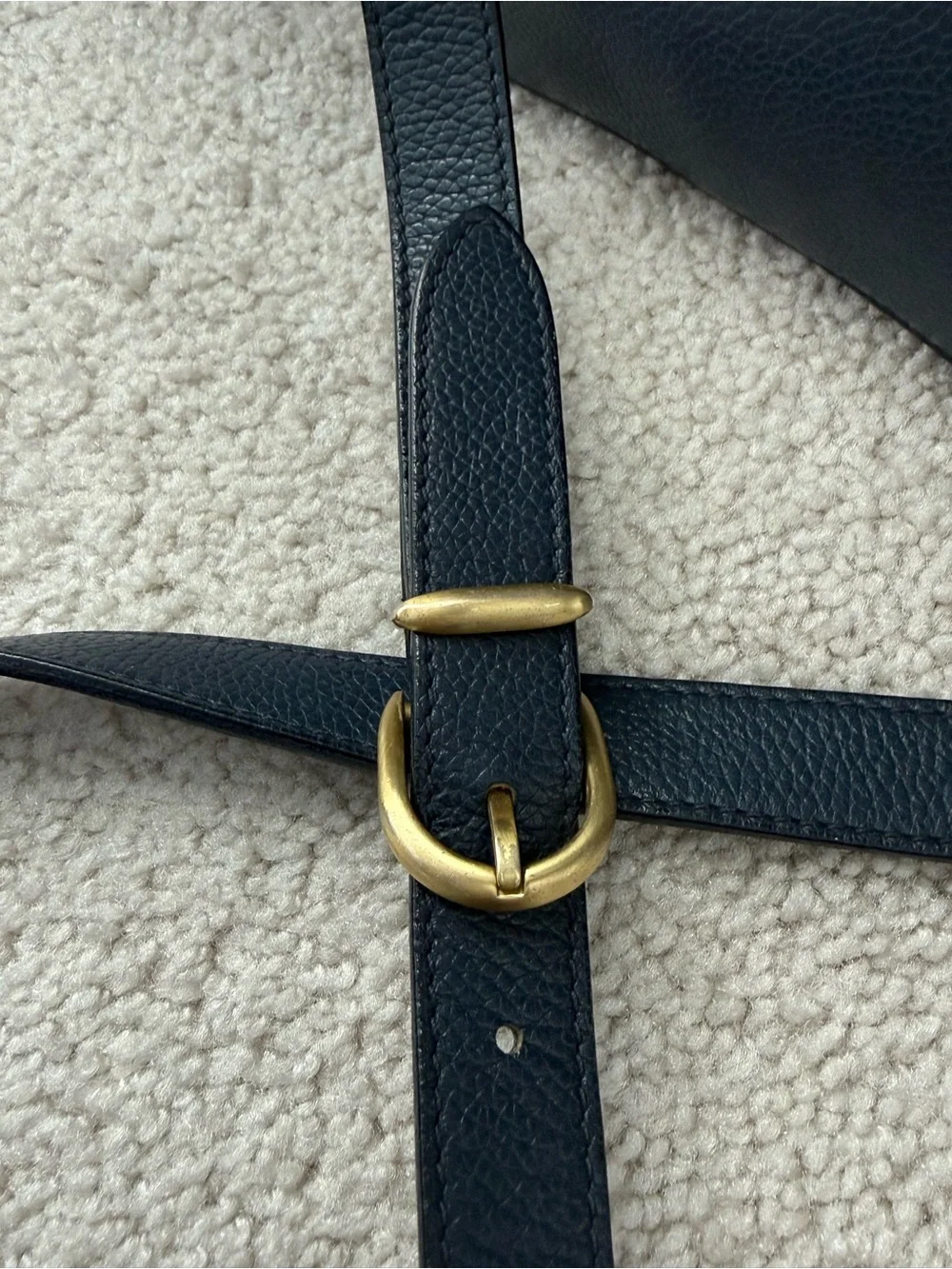 Vintage Coach Madison Pierre Bag Navy Blue Pebble Leather Made in Italy 4406 EUC